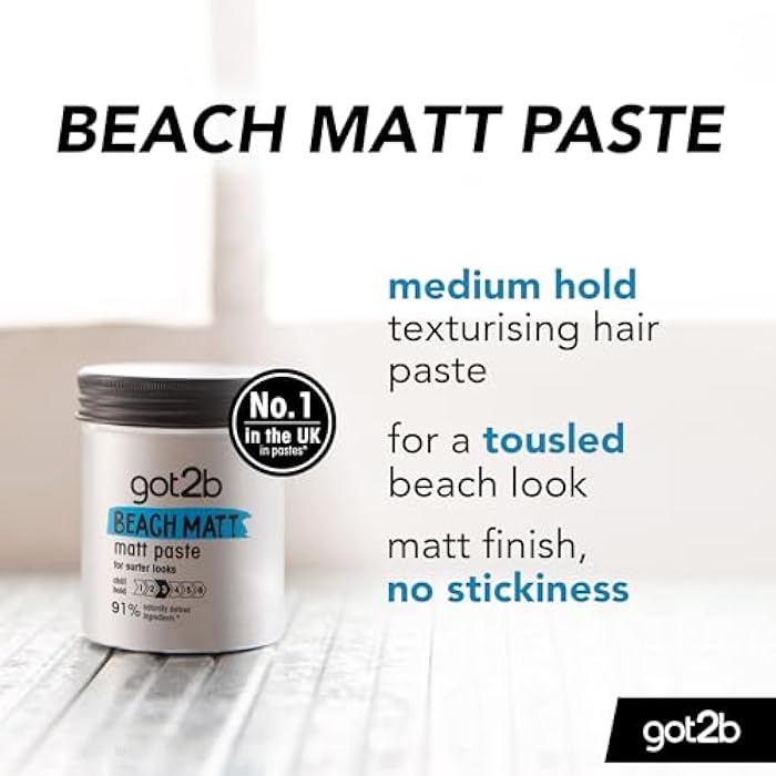 Got2b Beach Matt, Medium Hold, No Stickiness, Matt Texture Hair Paste, 100ml - Image 2